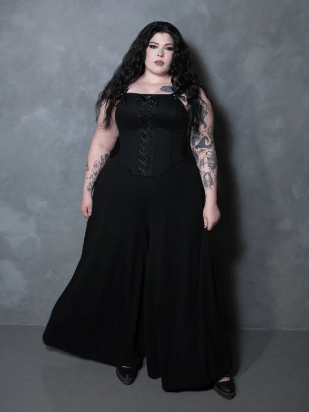 La Femme En Noir Black Widow Palazzo Pants